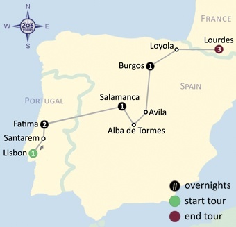 Portugal.com route of Fatima, Spain, and Lourdes tour