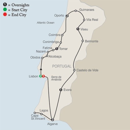 Portugal In Depth tour package route