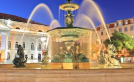 Rossio fountain in Lisbon Portugal