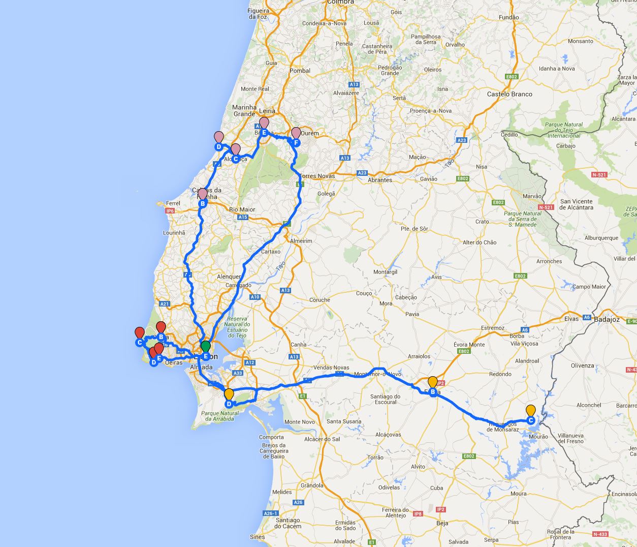 3 Day best of Portugal tour Map