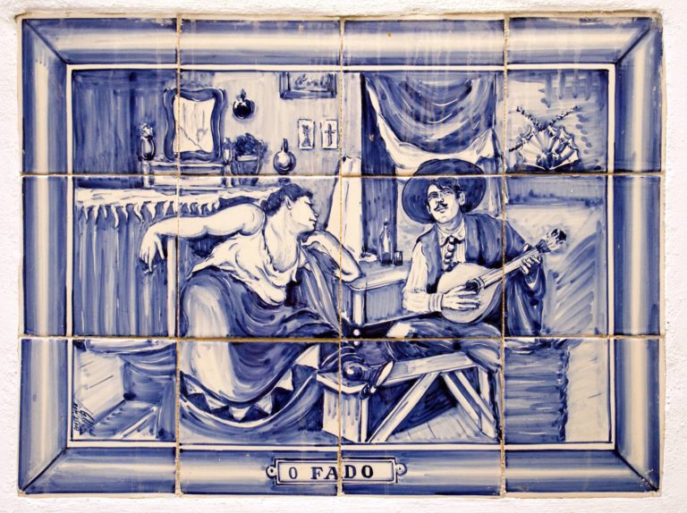 Fado music tile in Lisbon, Portugal