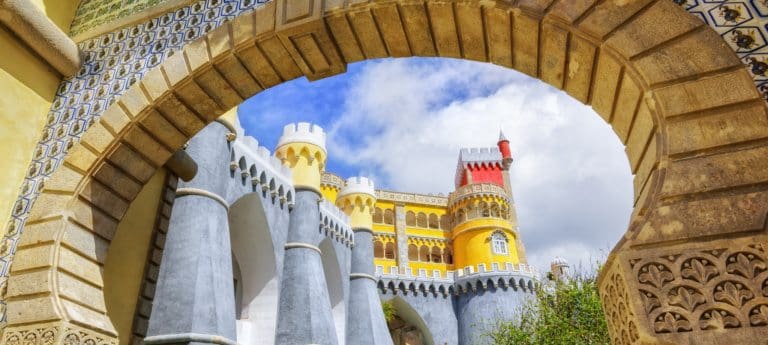 Entrance to Pena palace in Sintra Portugal
