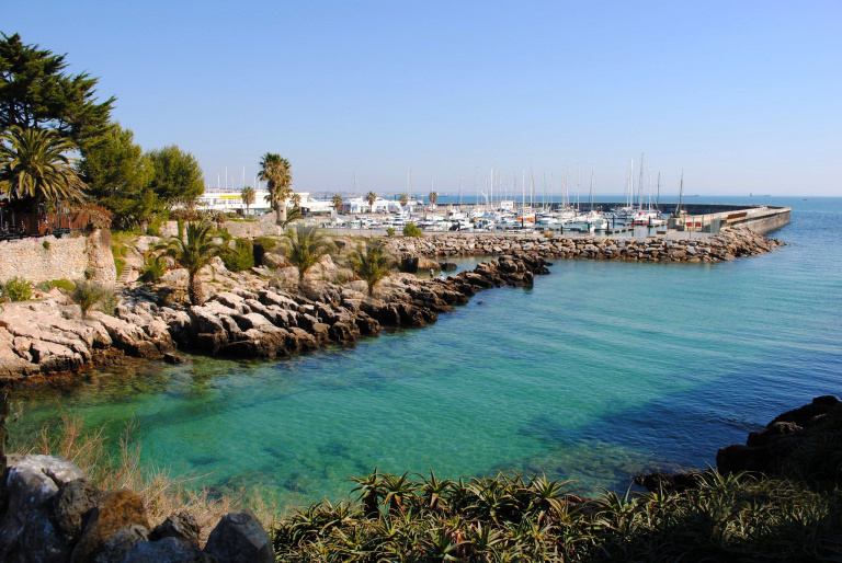 Cascais beach in a port